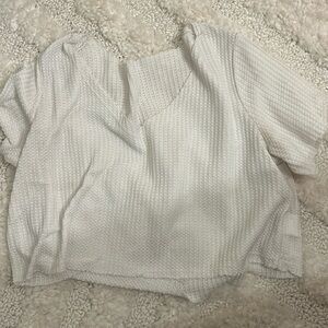 white waffle knit medium crop top